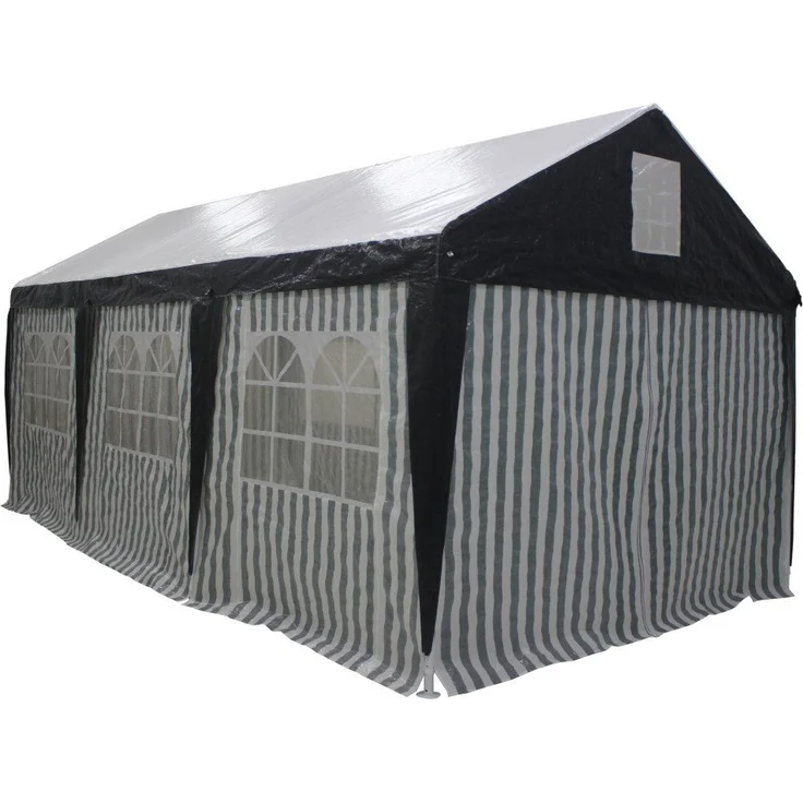 Trend Line Pavillonseitenteil 3 x 6 m, Set mit 6 grünen und weißen Seitenrollos, wasserabweisend, UV-Schutz, für Großraumzelt