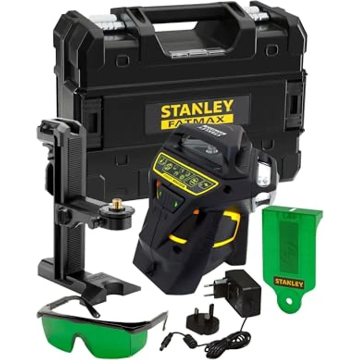 Stanley FatMax Linienlaser X3G (selbstnivellierend, mit grüner Diode und Lasersichtbrille, 3x 360°Linien, Genauigkeit: 3mm-10m, inkl. Ladegerät und Transportkoffer, bis 60 m mit Detektor) FMHT1-77356 – Bild 2