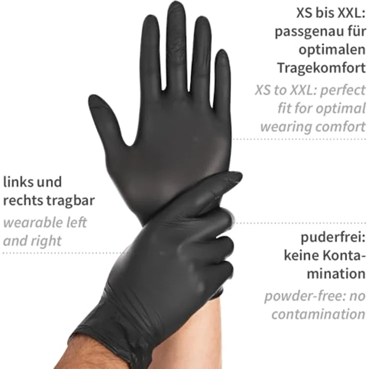 franz mensch 27058 Nitril-Handschuh''DARK'' HYGOSTAR, M, schwarz – Bild 3
