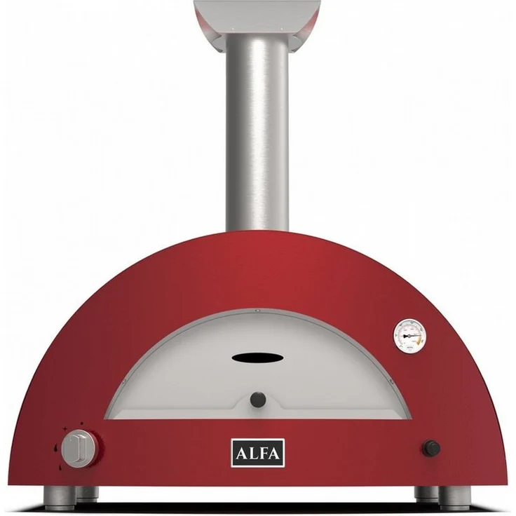 Alfa Forni Gas Pizzaofen MODERNO 2 Pizze, Antik Rot, mit Heat Genius-Technologie, schnell einsatzbereit bis 500 °C, Edelstahlgehäuse