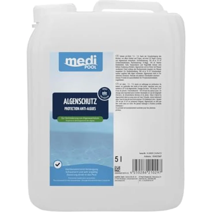 mediPOOL Algenschutz schaumarm, hochkonzentriert 5 Liter für die Poolpflege, chlorfrei und schaumfrei – Bild 1