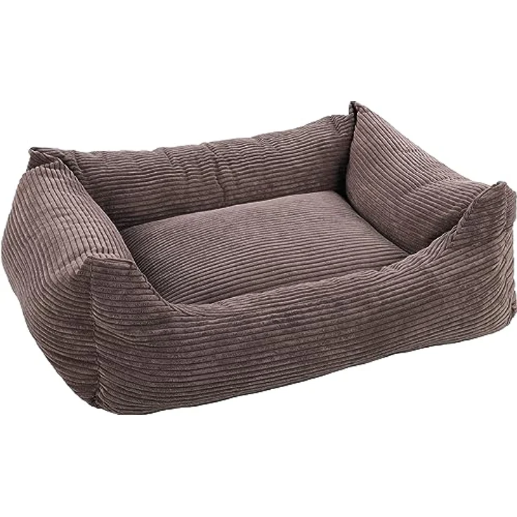 Flamingo Rechteckiges Velutto-Körbchen Braun – 100 x 80 cm, luxuriöser Komfort und Premium-Qualität, ideal für mittelgroße bis große Hunde wie Border Collie, Basset Hound, Cocker Spaniel und Welsh Corgi – Bild 1