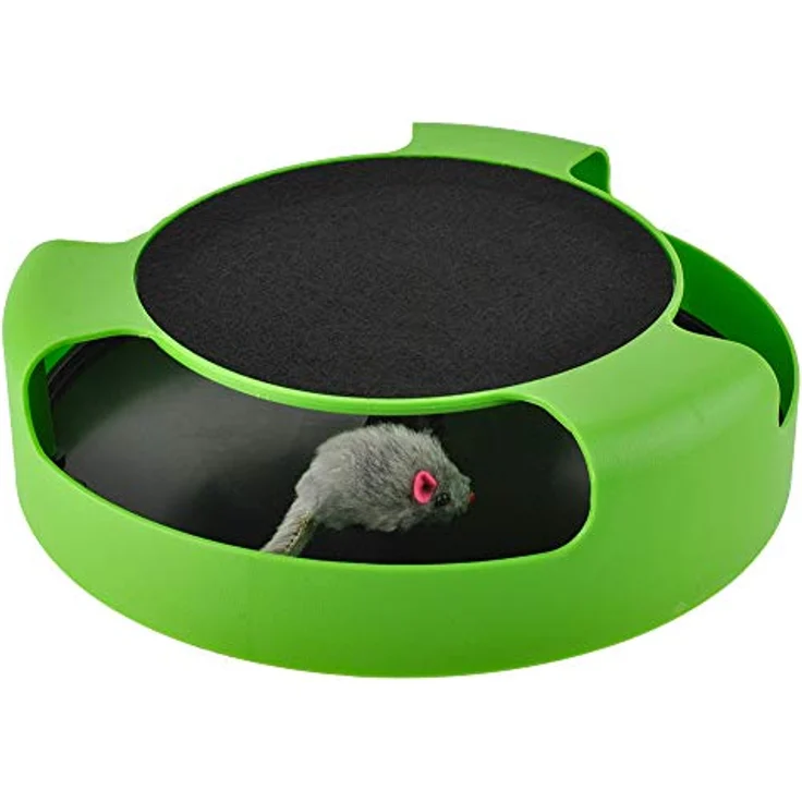 ISO TRADE Katzenspielzeug ,,Fang die Maus' Kunststoff Plüsch Kratzteller Unterhaltung 5404, Robust und langlebig, einfach zu montieren – Bild 1