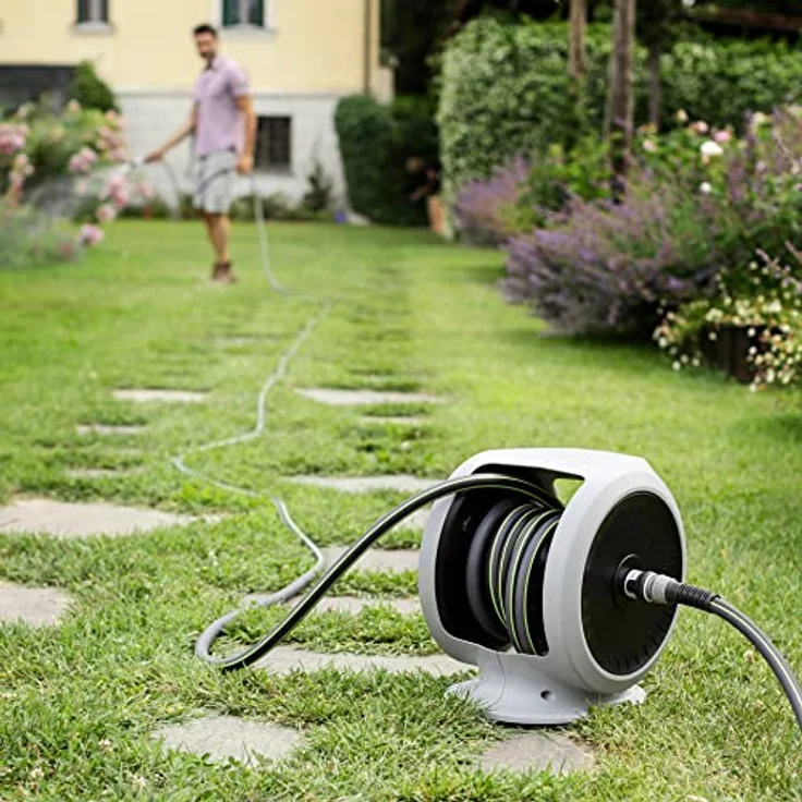 fitt Schlauchaufroller Fitt Freel Grau, 20 m Bewässerungsschlauch mit Düsenbox und 30% recyceltem Kunststoff, leicht und robust – Bild 5