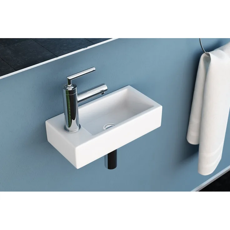 NEG Waschbecken NEG Hänge-Waschbecken Uno41H extra klein mit Monta (41H) - Ultrakompaktes Design, Nano-Beschichtung, weiß