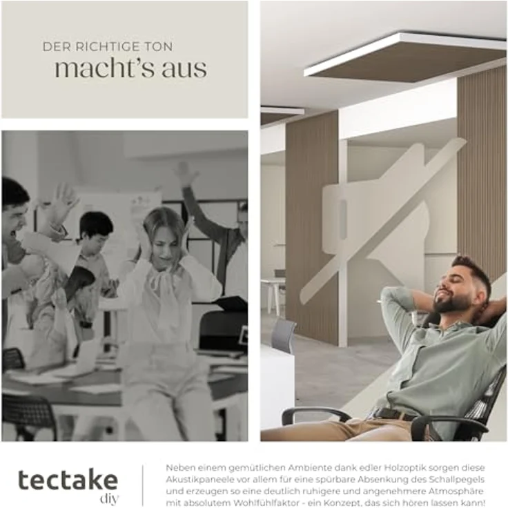 tectake® 3D Akustikpaneele Eiche dunkel, hochwertige Wandpaneele mit exzellenter Schallabsorption, 120 x 60 x 2,1 cm, 2er Set – Bild 5