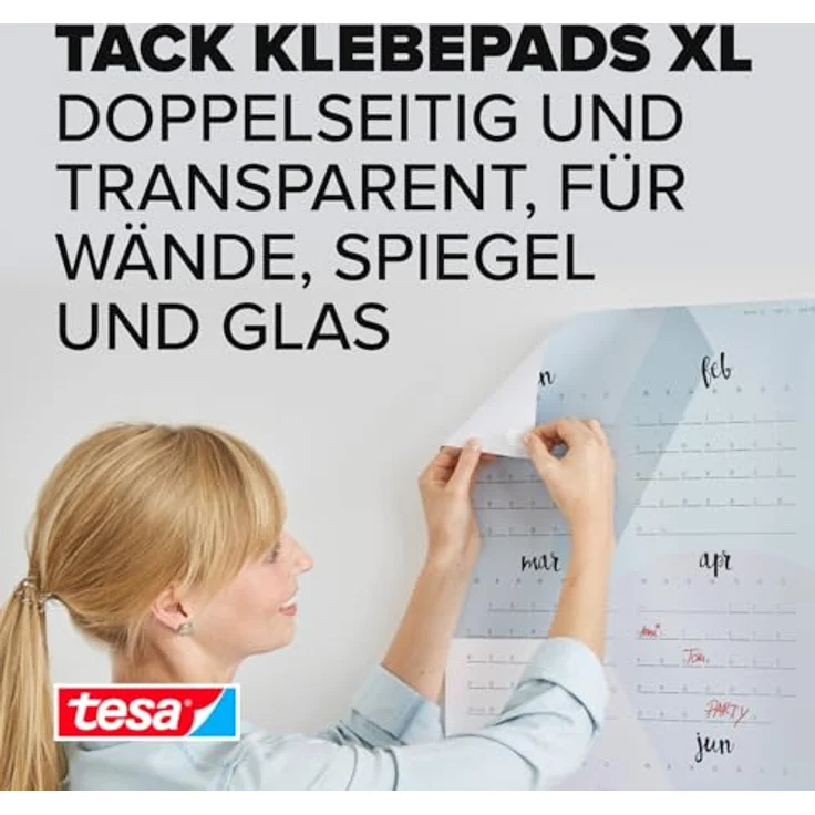 tesa Tack doppelseitige Klebepads XL, transparent, 36 Pads – Bild 2