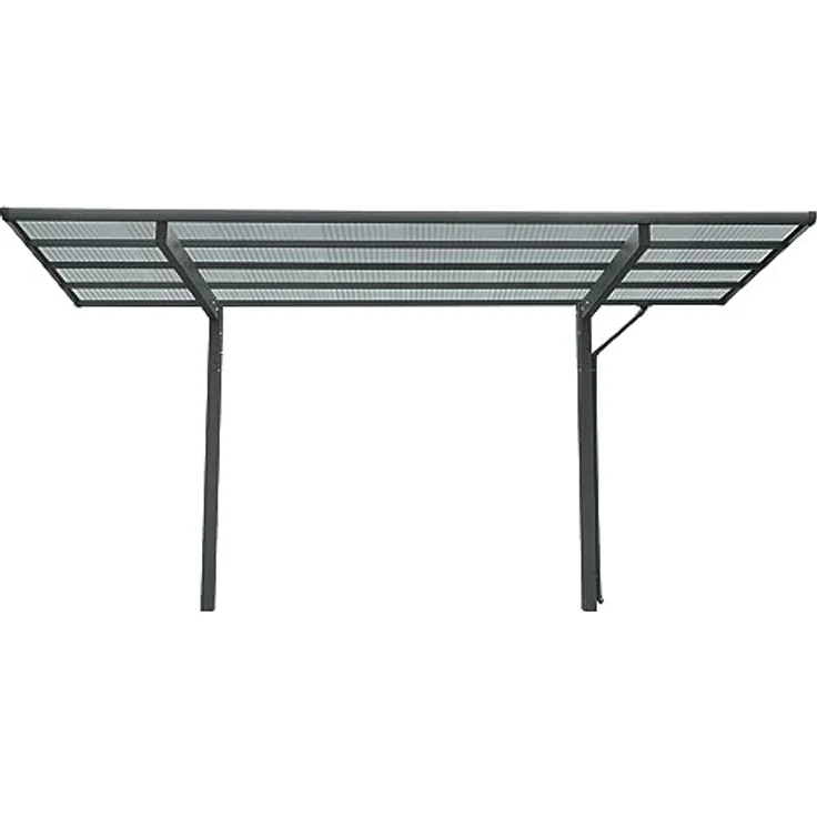 XIMAX Wing Carport Anthrazit, freistehendes Aluminium-Carport mit wellenförmigem Dach, 531 x 275 x 283 cm, Komplettbausatz – Bild 2