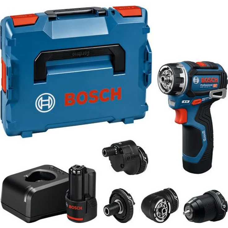 Bosch Professional GSR 12V-32 FC, Akkuschrauber mit FlexiClick System, 2x 2.0Ah Akkus, L-BOXX, kompakt mit Bürstenlosem Motor und diverse Aufsätzen – Bild 1