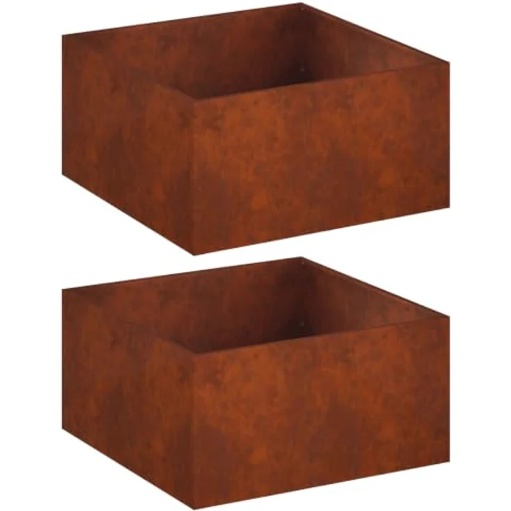 vidaXL Hochbeet, Garten-Pflanzgefäß 2er Set, Wetterfestes Stahl in Rostoptik, 100 x 100 x 40 cm – Bild 1