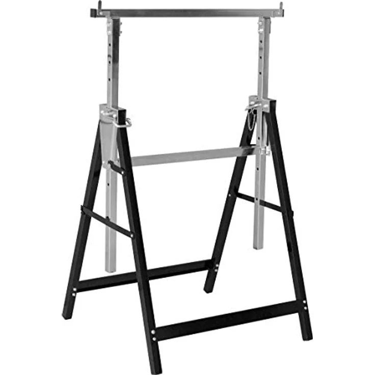 Meister Metallbock 200 kg - Klappbar - Teleskop-Arbeitsbock mit 7-stufiger Höhenverstellung und Rasthaken - verstellbare Arbeitshöhe 800 - 1300 mm - Metall - silber/schwarz – Bild 1