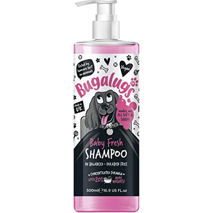Bugalugs Tiershampoo Baby Fresh, pH-neutrales Hundeshampoo mit langanhaltendem Duft, 500 ml, vegan, Lake District