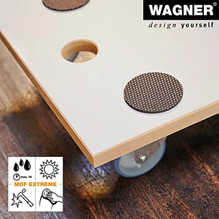 WAGNER Transporthilfe MM 1318 I 57,5 x 30 x 10 cm - Tragkraft 200 kg - Spezialbeschichtung für Sensible Böden - Anti-Rutsch-Pads - Beste Beweglichkeit - Verkehrsweiß – Bild 3