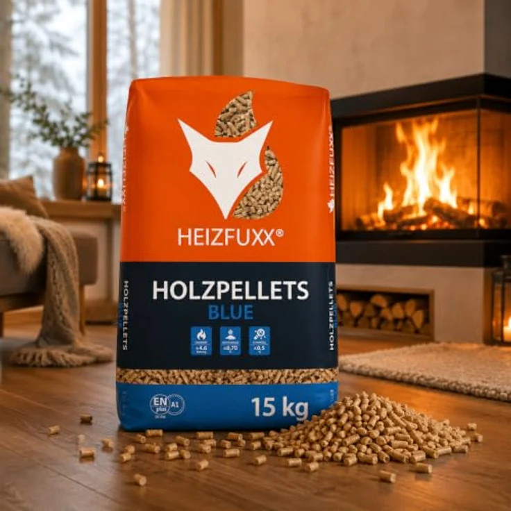 HEIZFUXX Blue ENplus A1 Holzpellets, Weichholz 2 x 15kg Sack, hoher Heizwert, ideal für Heizsysteme – Bild 5