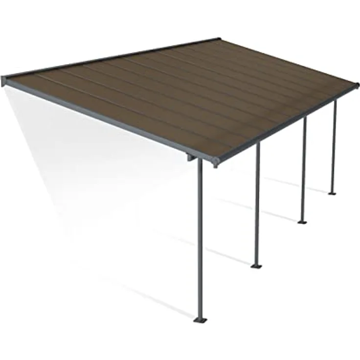 Canopia by Palram Terrassenüberdachung Alu Capri 3X7.30 Polycarbonat Hohlkammerplatten Pergola 739 x 295 cm Grau zur Überdachung ihrer Terrasse