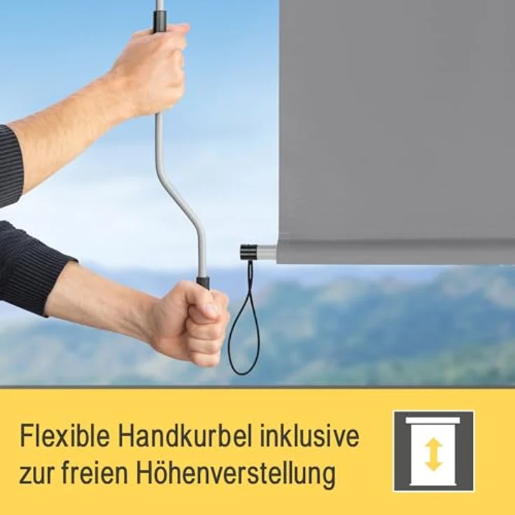 Sol Royal Senkrechtmarkise MS5, 140x250cm, grau, abnehmbare Handkurbel, wasserabweisender UV-Schutz 70-90% – Bild 5