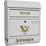 HELO Briefkasten Postkasten Zeitungsrolle Nostalgie Antik Wandmontage Retro Groß XXL (T8-T, Weiß)