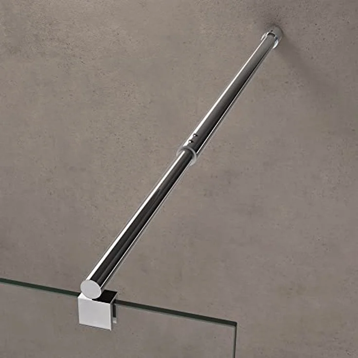 doporro Walk-in-Dusche Duschwand Bremen1MS, ESG Sichtschutz Glas Duschabtrennung, Milchglas Streifen, 8mm ESG-Sicherheitsglas, Chrom/Aluminium/Edelstahl/Messing – Bild 3