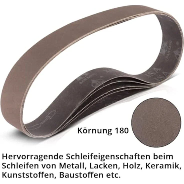 STAHLWERK Schleifband 10er Set, P180 Körnung 40 x 760 mm, Universal-Schleifpapier für Rohrbandschleifer und Bandschleifer, hohe Abtragsleistung und Oberflächenqualität – Bild 5