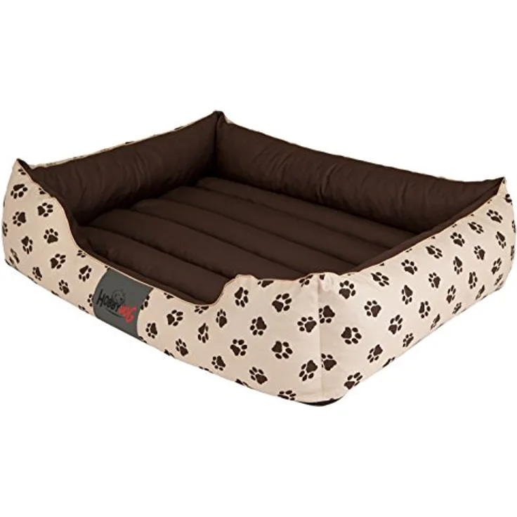 Hobbydog L PREBWL8 Dog Bed Prestige L 65X50 cm Beige with Paws, L, Beige, 1.8 kg