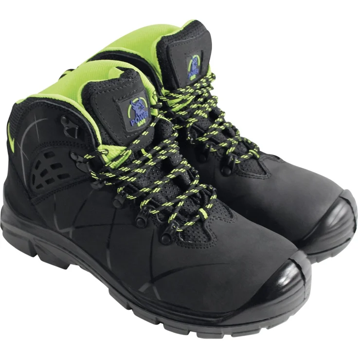 Power Safe Sicherheitsstiefel Johannes S3, Schwarz, mit Kunststoffkappe, Durchtrittschutz und rutschfester PU-Sohle, Größe 44