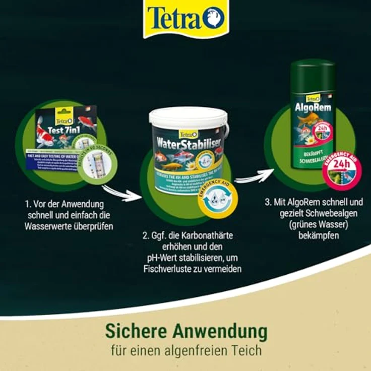 Tetra Pond AlgoRem (24-Stunden-Soforthilfe gegen grünes Wasser im Gartenteich), 500 ml Flasche – Bild 9