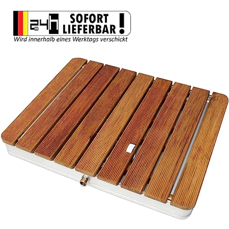@tec Gartendusche MyGarden aus Teakholz, Bodendusche eckig 70x55cm, mit Wasserregler – Bild 3