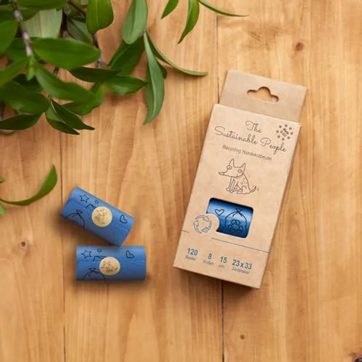 The Sustainable People TSP Recycling Hundekotbeutel - Blauer Engel zertifiziert - groß, auslaufsicher - Made in EU - 120 Stk - mind. 80% Post-Consumer-Rezyklat (PE) - stark (15µm) - 23x33cm, Blau – Bild 5