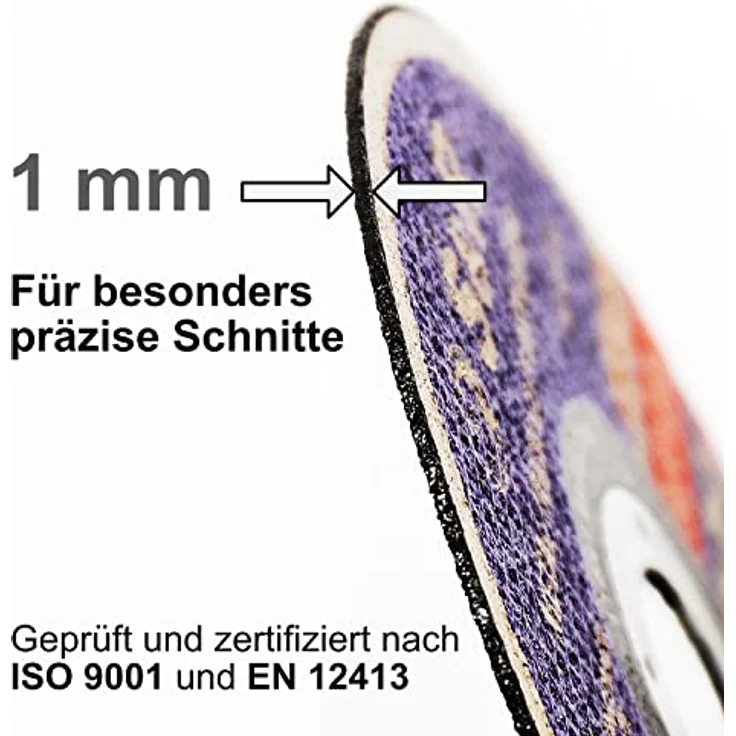 S&R Trennscheibe A60 S-BF für Metall, Stahl, Edelstahl/INOX, 115 x 1,0 x 22,23 mm, Set mit 25 Stück für Winkelschleifer – Bild 3