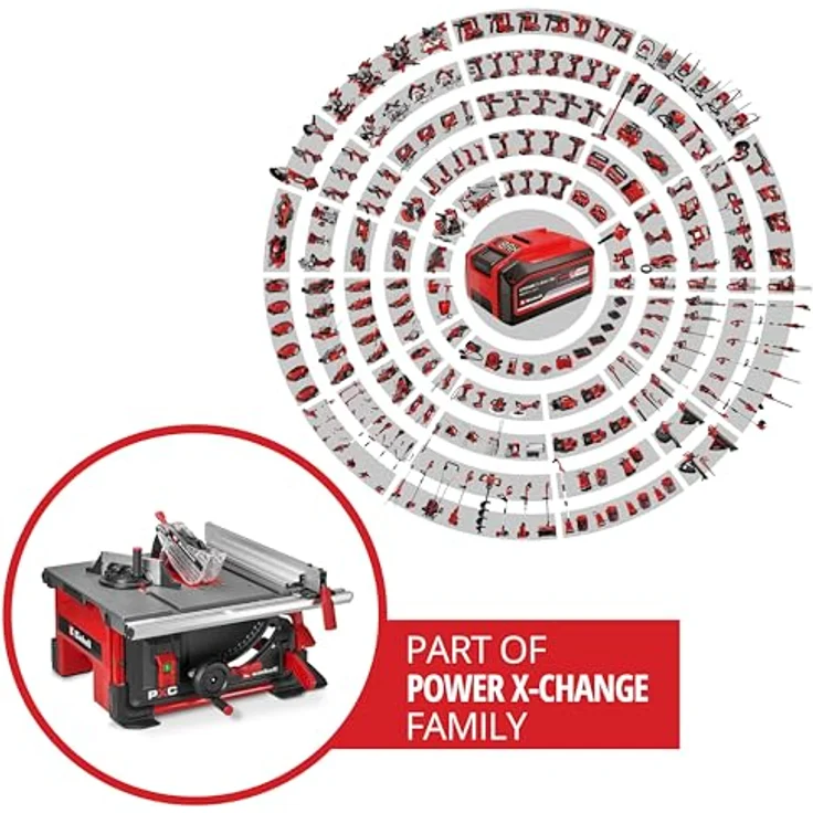 Einhell Akku-Tischkreissäge 'TE-TS 36/8 T Li-Solo', 2x 18 V Power X-Change, Aluminiumtisch mit ausziehbarer Tischverbreiterung, ohne Akku – Bild 2