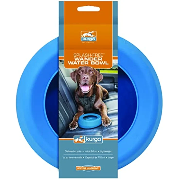 Kurgo Anti-Schlabber-Napf Splash-Free Wander Water Bowl, auslaufsicherer Napf aus lebensmittelechtem Silikon, 710 ml, rot – Bild 7