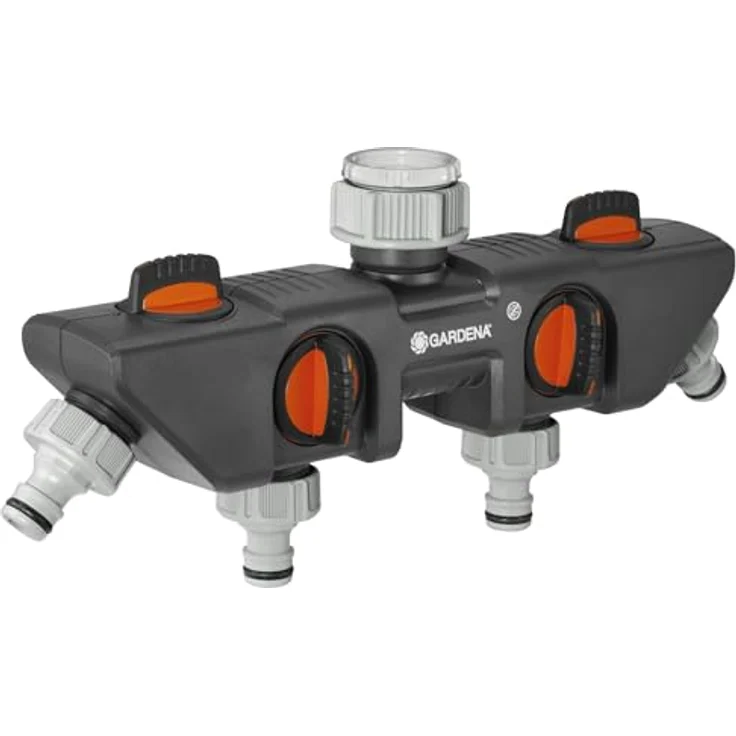 GARDENA 4-Wege-Verteiler: Anschlussmöglichkeit für bis zu 4 Geräte an den Wasserhahn, passend zu GARDENA Bewässerungscomputern & -uhren, Wasserdurchfluss regulier- und absperrbar (8194-20) 4078500819404 – Bild 2