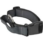 Julius-K9 Hunde-Halsband mit Griff, schwarz/grau, extra starke Sicherheitsschnalle, leicht zu reinigen, mit Klettfläche für Etiketten