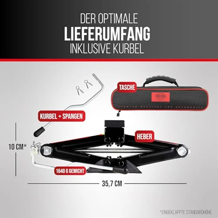 HEYNER Ultra Lift XS PRO Scherenwagenheber 0,8t + Tasche, robuste Qualität, Kältebeständigkeit bis -50 Grad, drehbarer Sattel, leicht und zuverlässig – Bild 3