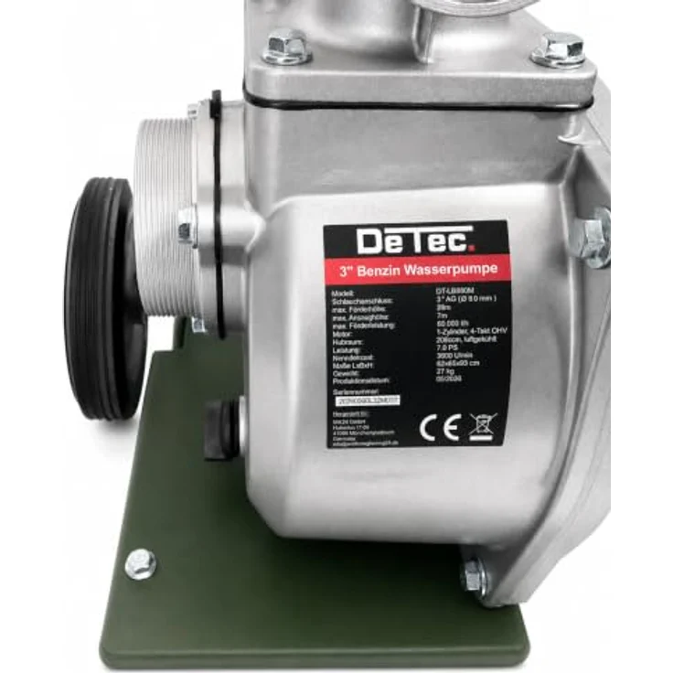 DeTec 3" Zoll Benzin Wasserpumpe, 60.000 L/h mit Gestell, ideal für Garten, Pool und Hochwasser – Bild 8