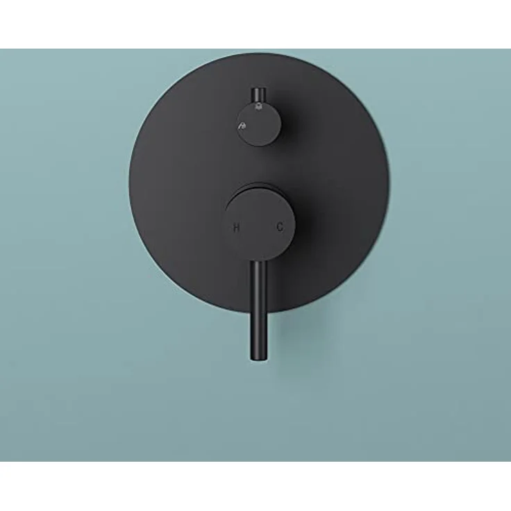 doporro Design Unterputz-Duschsystem Duschset schwarz matt Regen-Duschkopf rund mit wassersparender Kopfbrause und Duscharmatur – Bild 4