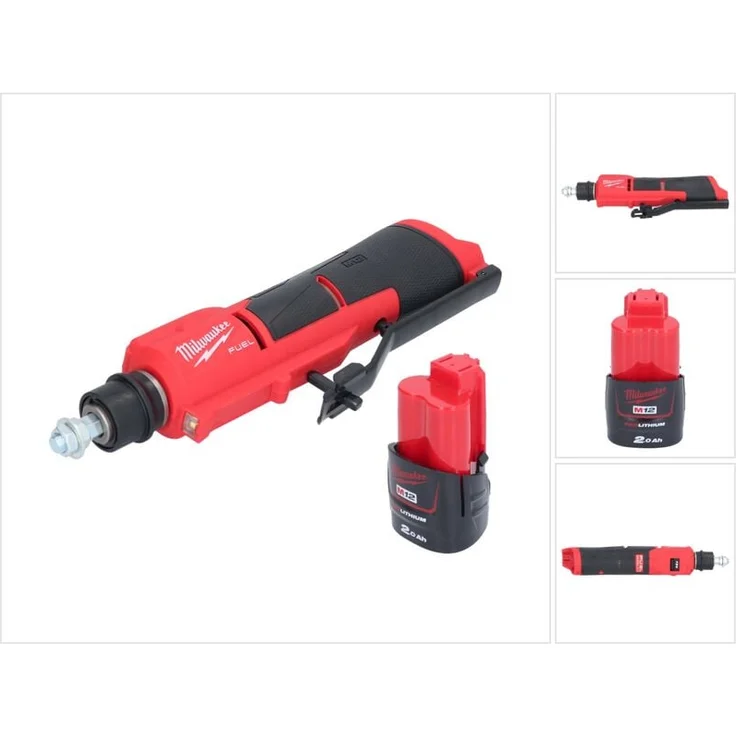 Milwaukee M12 FTB-201, Akku Reifenaufrauer 12 V Brushless mit 2-Gang Geschwindigkeitsregler und 1x Akku 2,0 Ah ohne Ladegerät
