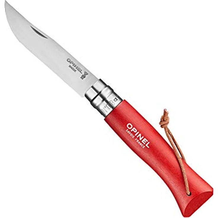 Opinel Taschenmesser No. 08 inkl. Kunstlederetui, rot – Bild 3