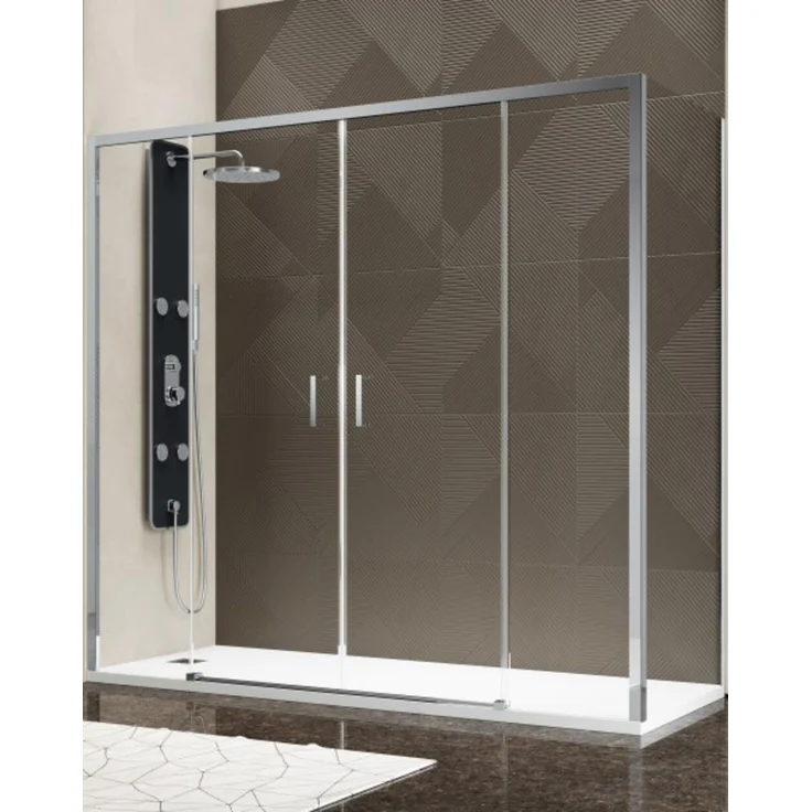 Frascio Duschkabine 100x170 cm, rechteckig mit 1 Festglas und 4 Kristallen, transparenter Sicherheitsglas, Höhe 200 cm, Easy Entrance
