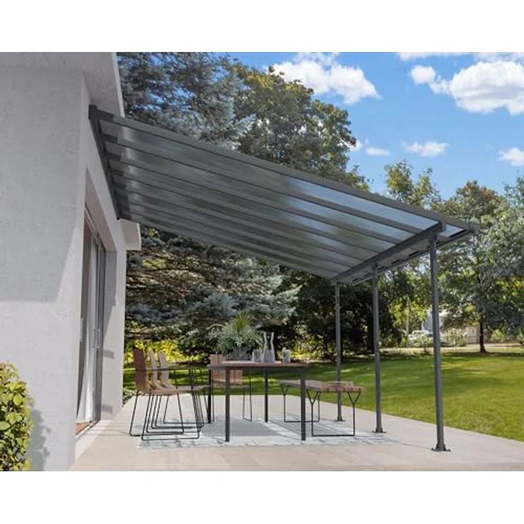 Canopia by Palram Terrassenüberdachung Alu Feria 4X4.2 Polycarbonat Hohlkammerplatten Pergola 425 x 385 cm Grau zur Überdachung ihrer Terrasse – Bild 4