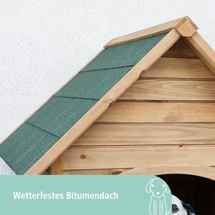 Kerbl Pet 82394 Hundehütte 85 x 73 x 80 cm, wetterfestes Material, Satteldach, Holzfüße, höhenverstellbar - Preisvergleich – Bild 2