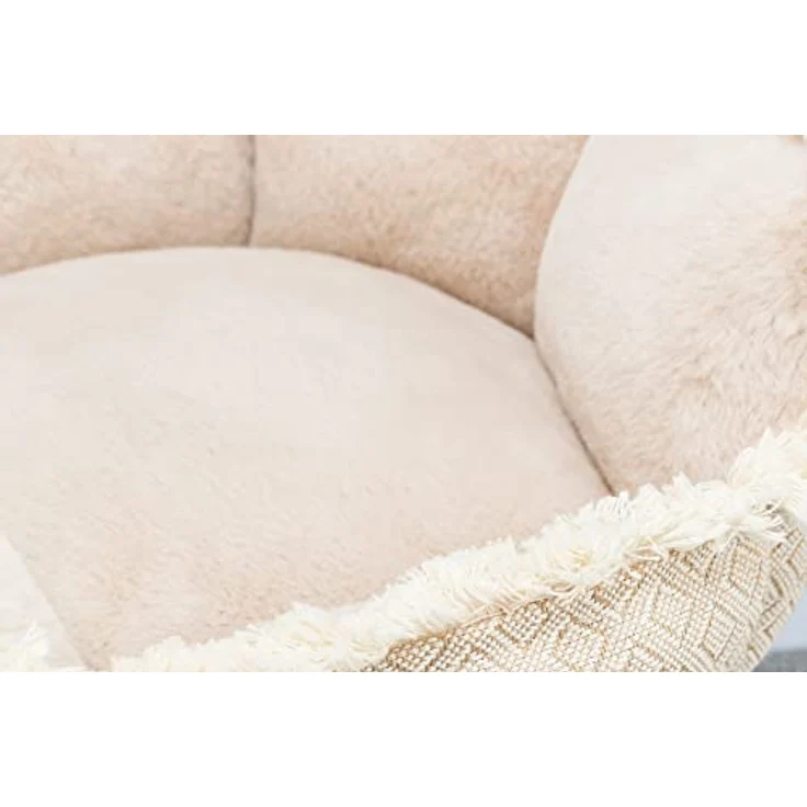 TRIXIE rutschfestes Bett für Hunde und Katzen im angesagten Boho-Design Bett Boho, ECKIG, 50 × 50 cm, BEIGE - mit integriertem Kissen und waschmaschinengeeignetem Bezug - 38212 – Bild 5