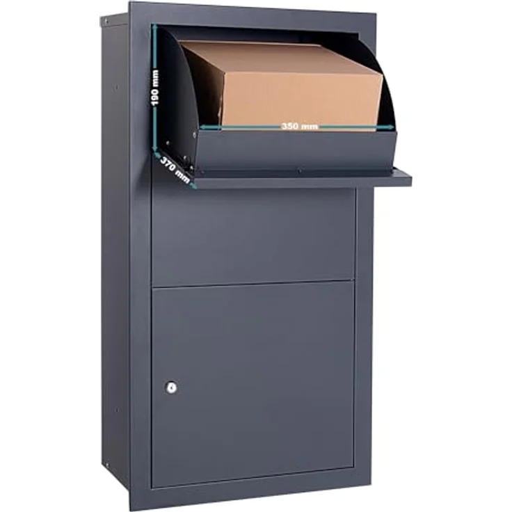 XPOtool Paketkasten Anthrazit 470 x 220 x 870 mm, Private Paketannahme, abschließbar, geräumige Dimensionen, Wandbriefkasten Stahl – Bild 3