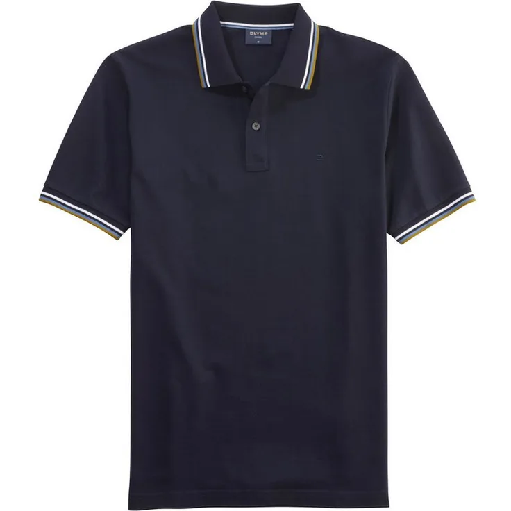 OLYMP Poloshirt Casual farbliche Kontrast-Details, Baumwolle, atmungsaktiv, pflegeleicht, Blau