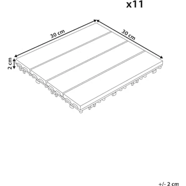 Beliani WPC Terrassenfliesen 11er Set, 30x30 cm, Holzoptik grau, mit Klicksystem, langlebig und pflegeleicht – Bild 3