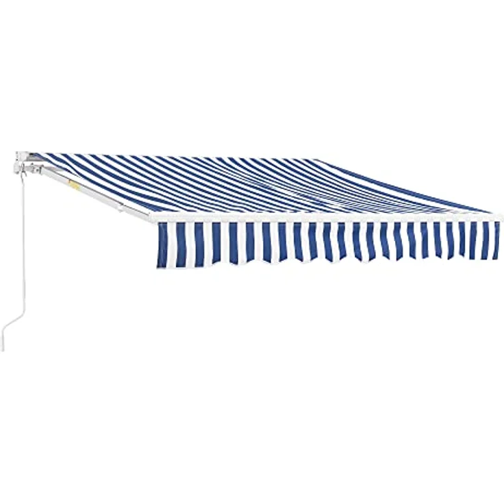Gelenkarmmarkise 350x250cm mit Handkurbel Blau-Weiß – Bild 2
