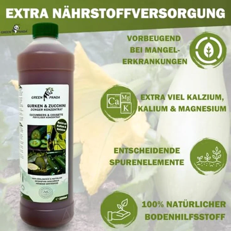 GreenPanda Gurken- & Zucchini-Dünger, 1000ml Flüssigdünger mit Stickstoff, Phosphor und Kalium zur Ernteverbesserung und Geschmacksintensivierung – Bild 5