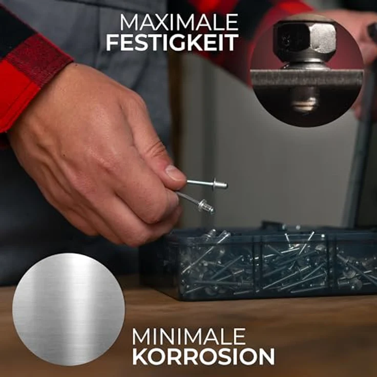 KLRS KLRStec Professional Blindnieten Set [500tlg.] Aluminium/Stahl Popnieten Set für Nietenzangen 125 Stk. jeder Größe (2,4mm, 3,2mm, 4,0mm und 4,8mm) – Bild 4