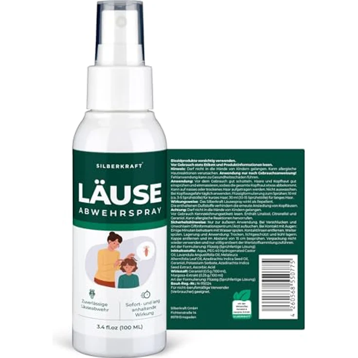 Silberkraft Kopfläusespray, Effektiver Läuseschutz für Kinder, 100 ml, mit Geraniol, dermatologisch getestet – Bild 8