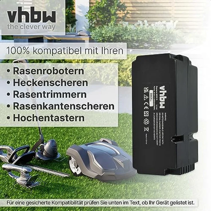 Vhbw Akku kompatibel mit Grizzly Rasenmäher MR 400, MR 1200, MR 1000, R800 Easy, MR 600, 3000mAh, 25,2V, Li-Ion, hohe Kapazität – Bild 2